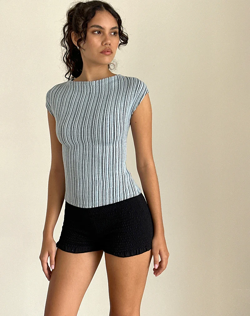 Nova Top in Jersey Blue and Black Stripe - Image 4