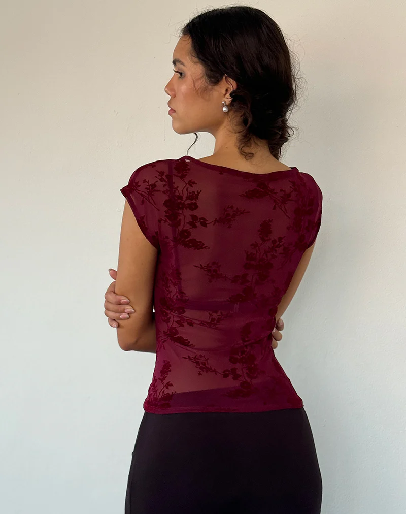Nova Top in Botanical Flower Maroon - Image 4