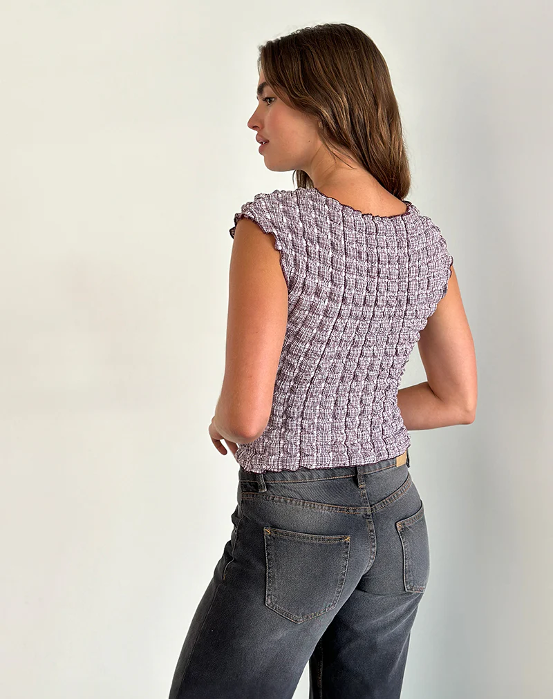 Nova Top in Bubble Gingham Brown - Image 2