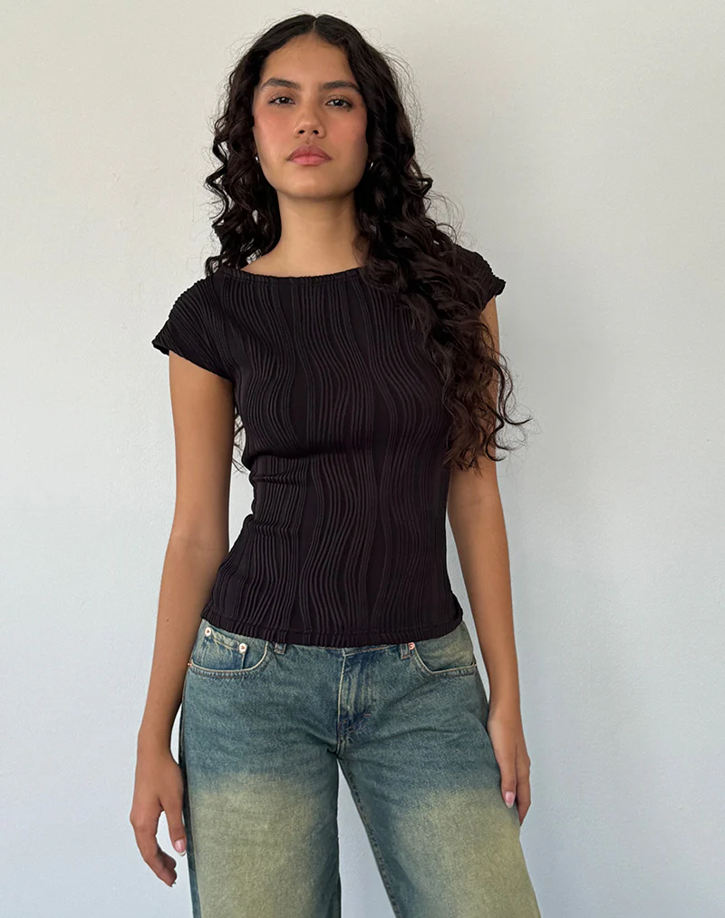 Nova Top in Crinkle Black - Image 3