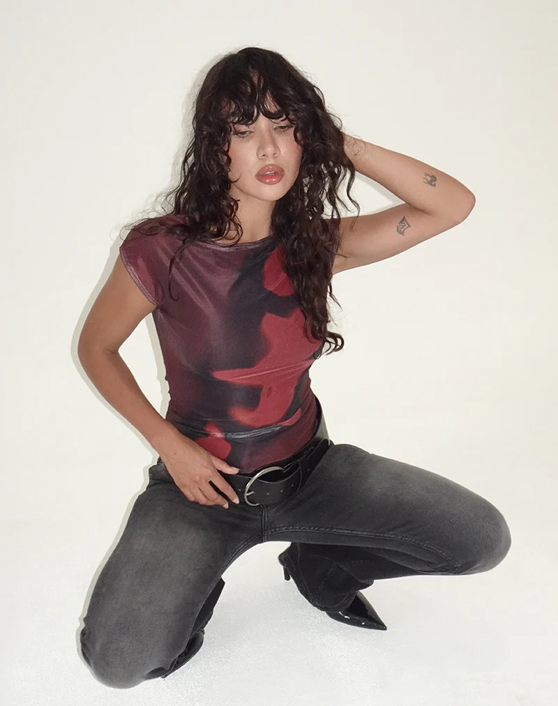 Nova Top in Digi Flower Red - Image 2