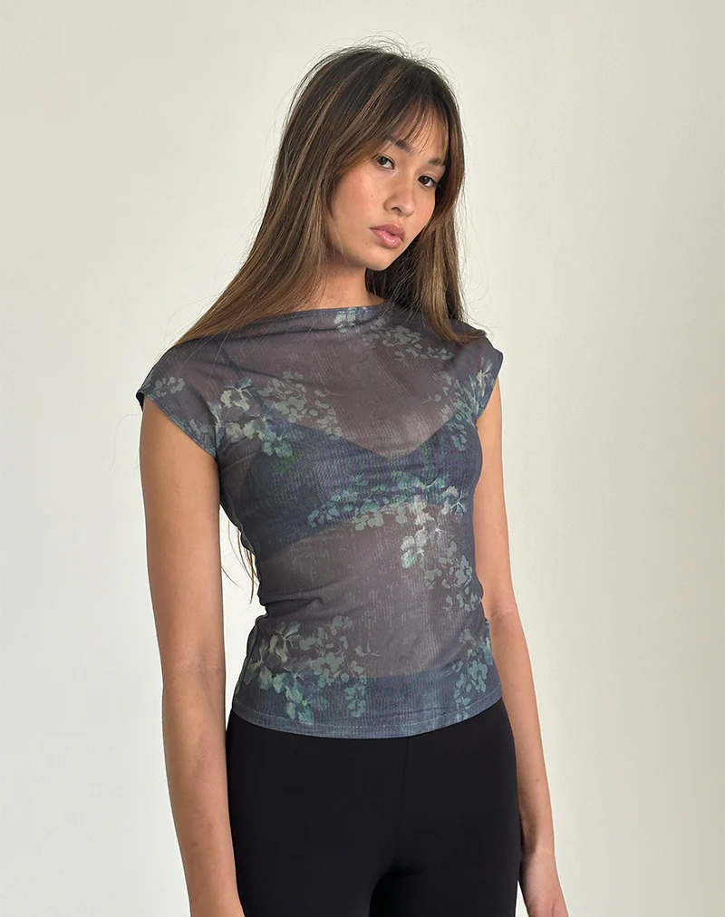 Nova Mesh Top in Faded Botanical Green - Image 3