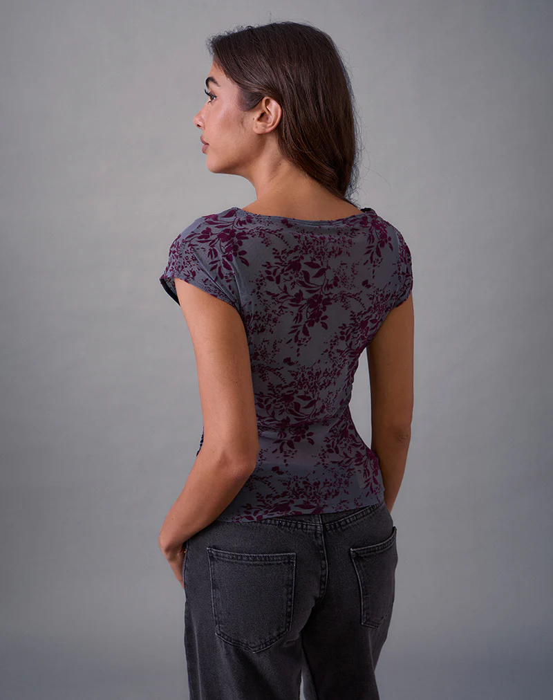 Nova Top in Fine Leaf Flock Smoke Grey - Image 4