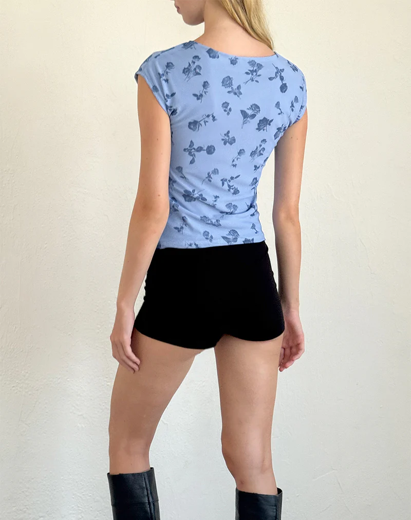 Nova Top in Inky Blue Floral Mesh - Image 4