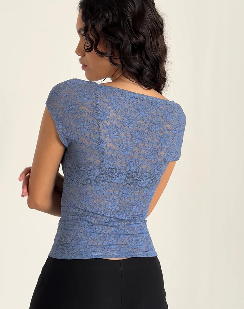 Nova Top in Moonlight Blue Lace - Image 4