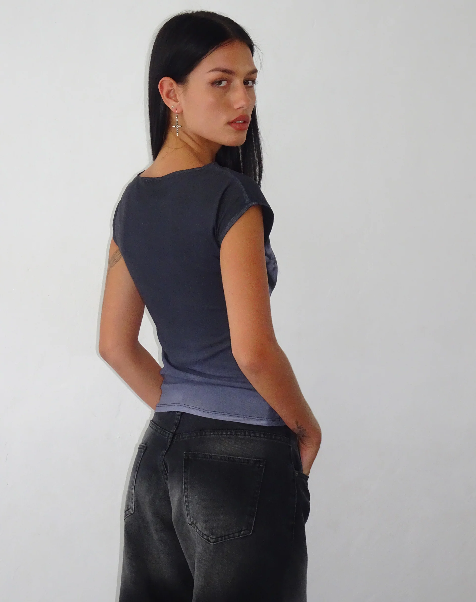 Nova Top with Lace Scan Motif in Black - Image 4