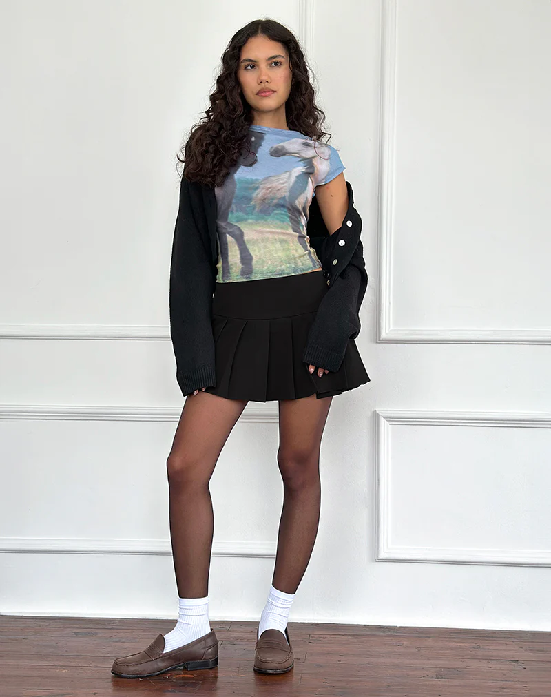 Nova Top in Blue Mesh Horses Print - Image 4