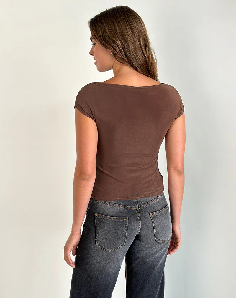 Nova Top in Mono Flower Flock Brown - Image 2