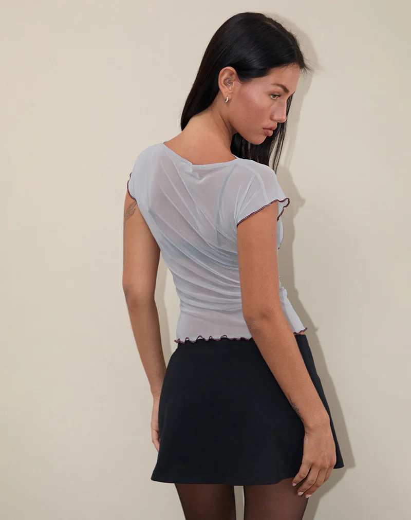 Nova Top in Mono Flower Flock Pale Grey - Image 3