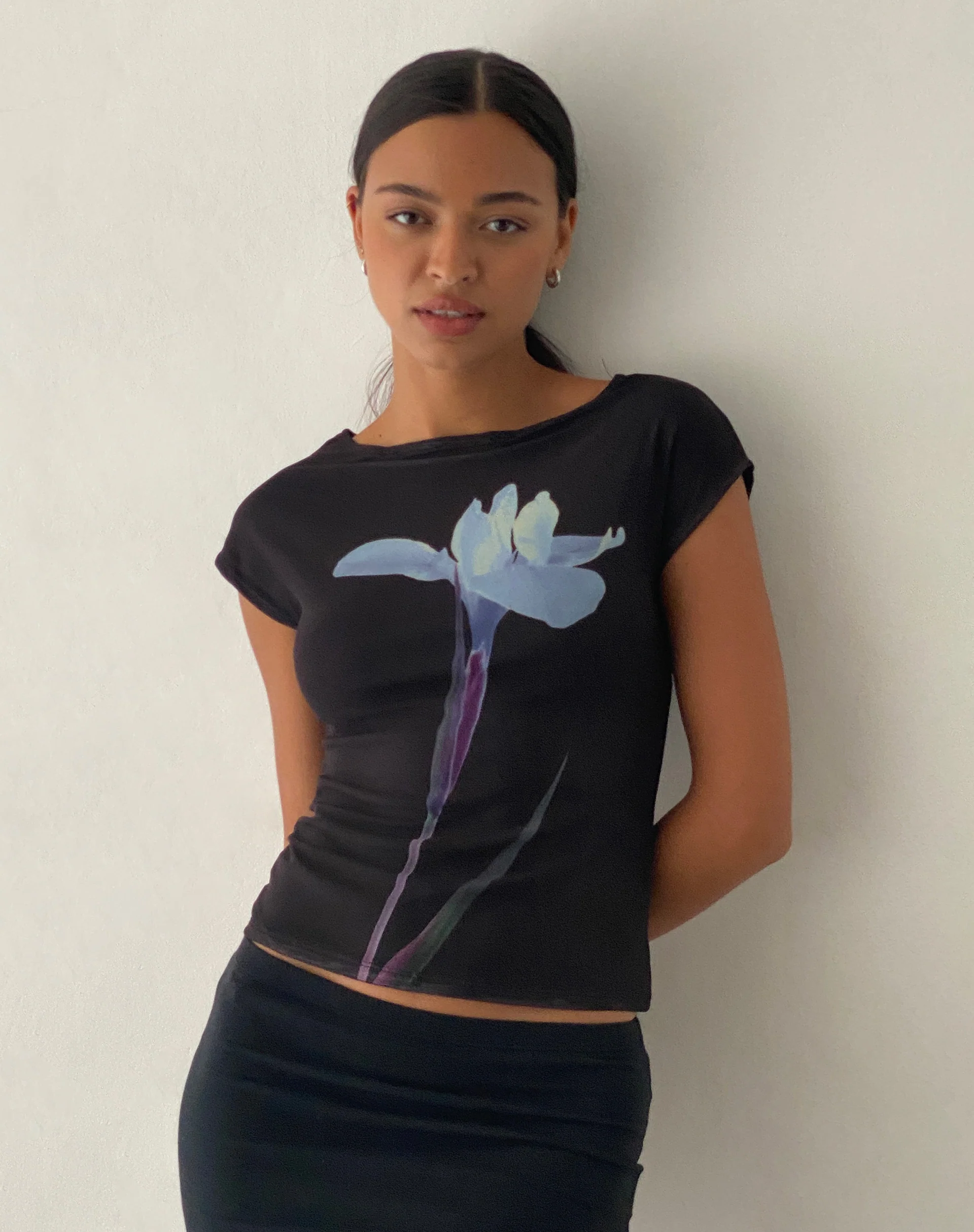 Nova Top in Mesh Navy Flower - Image 4