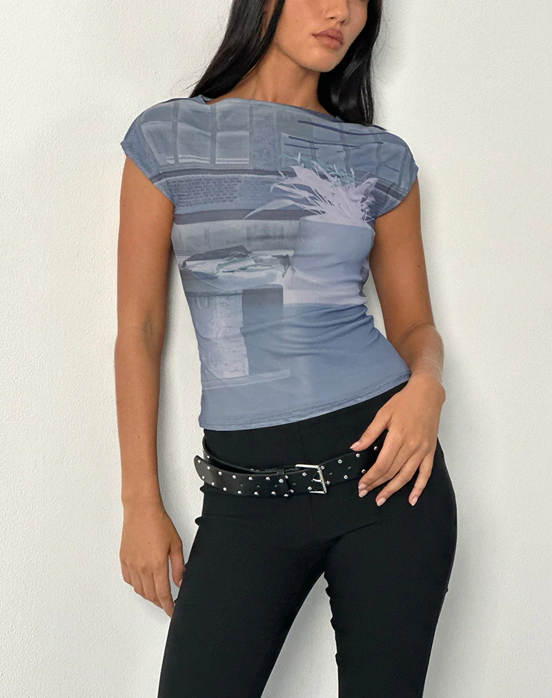 Nova Top in Parlour Print Blue - Image 4