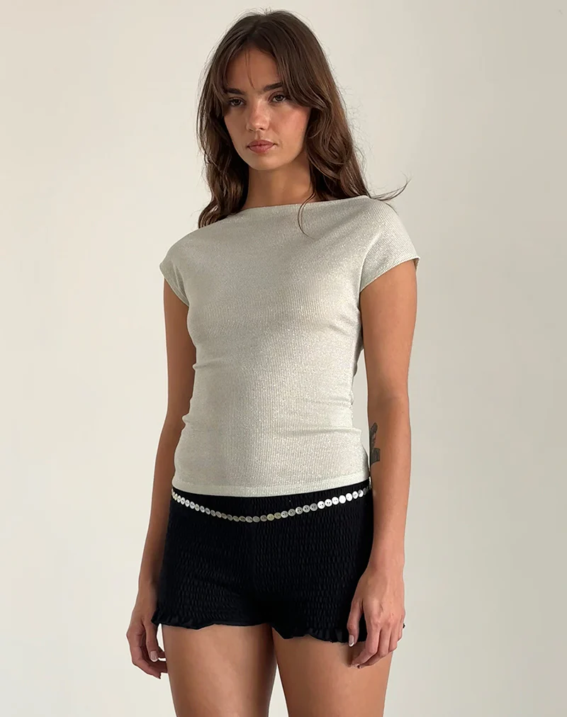 Nova Top in Shimmer Rib Ivory - Image 5