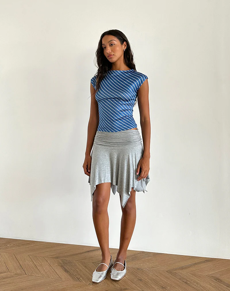 Nova Slinky Top in Blue Diagonal Stripe - Image 2
