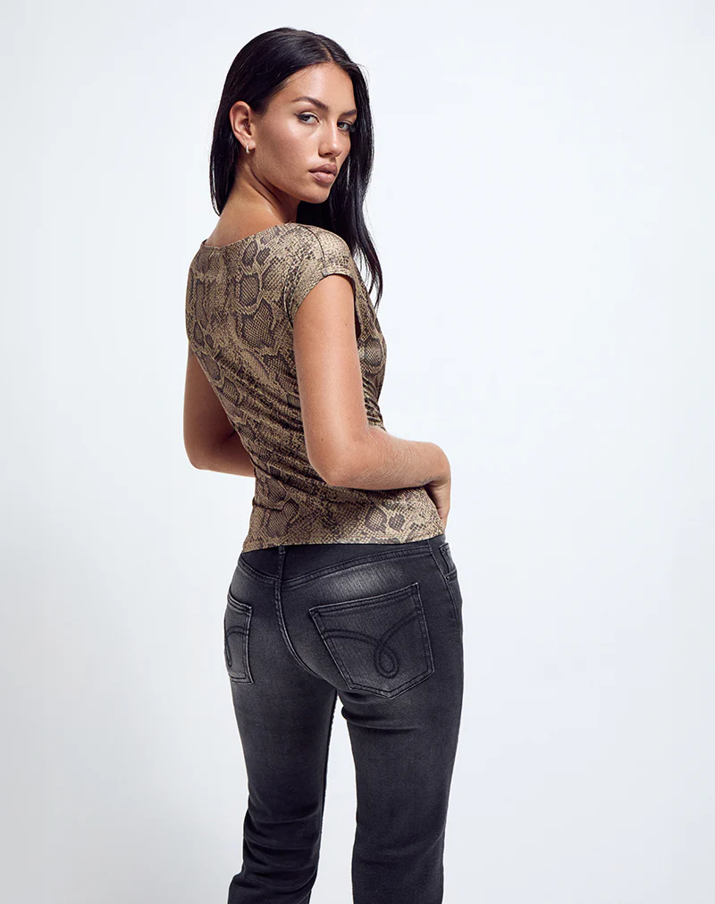 Nova Top in Brown Snake Print - Image 3