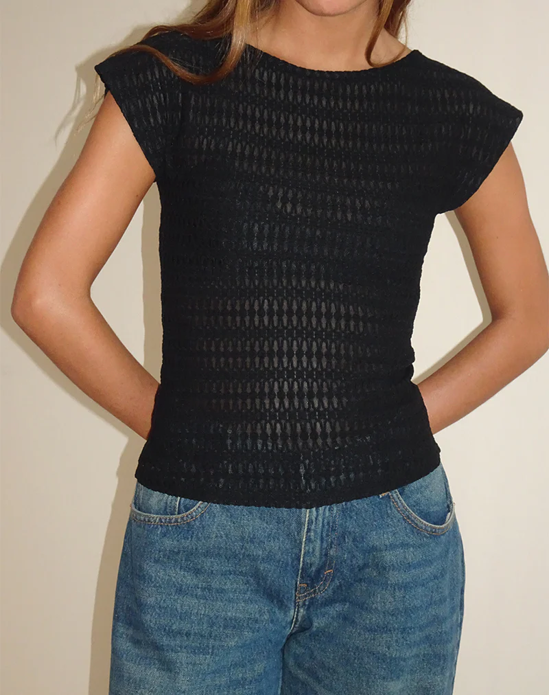 Nova Top in Textured Black - Image 2