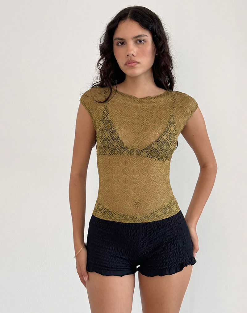 Nova Top in Textured Moss Green - Image 2