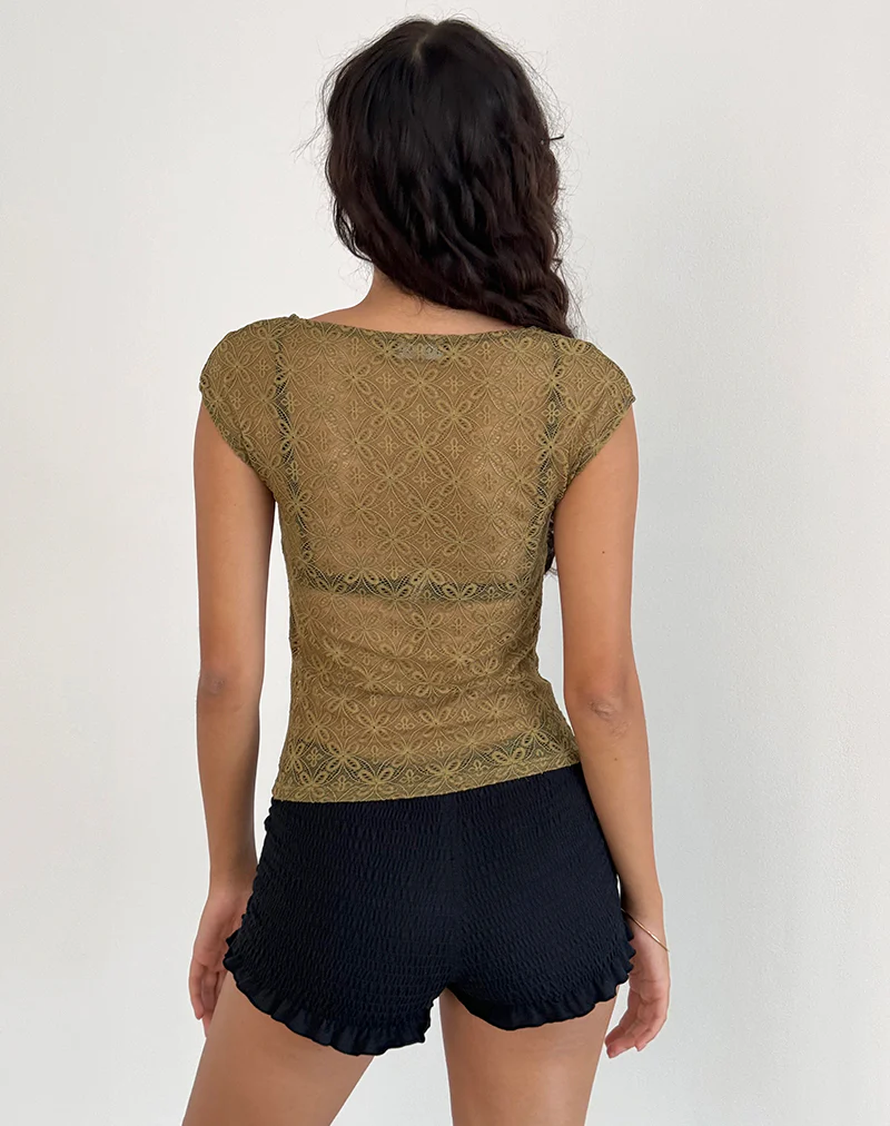Nova Top in Textured Moss Green - Image 3
