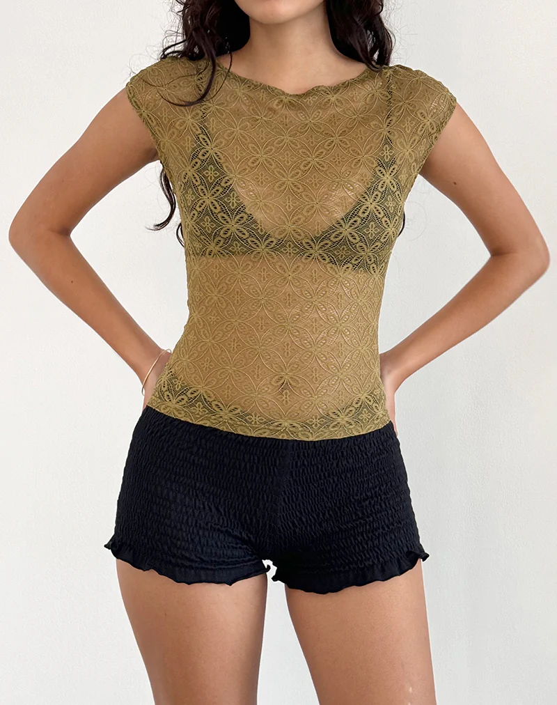 Nova Top in Textured Moss Green - Image 5