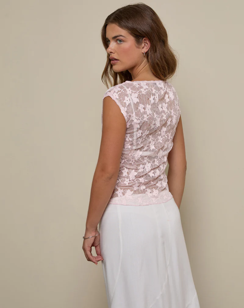 Nova Unlined Top in Pink Plisse Lace - Image 5