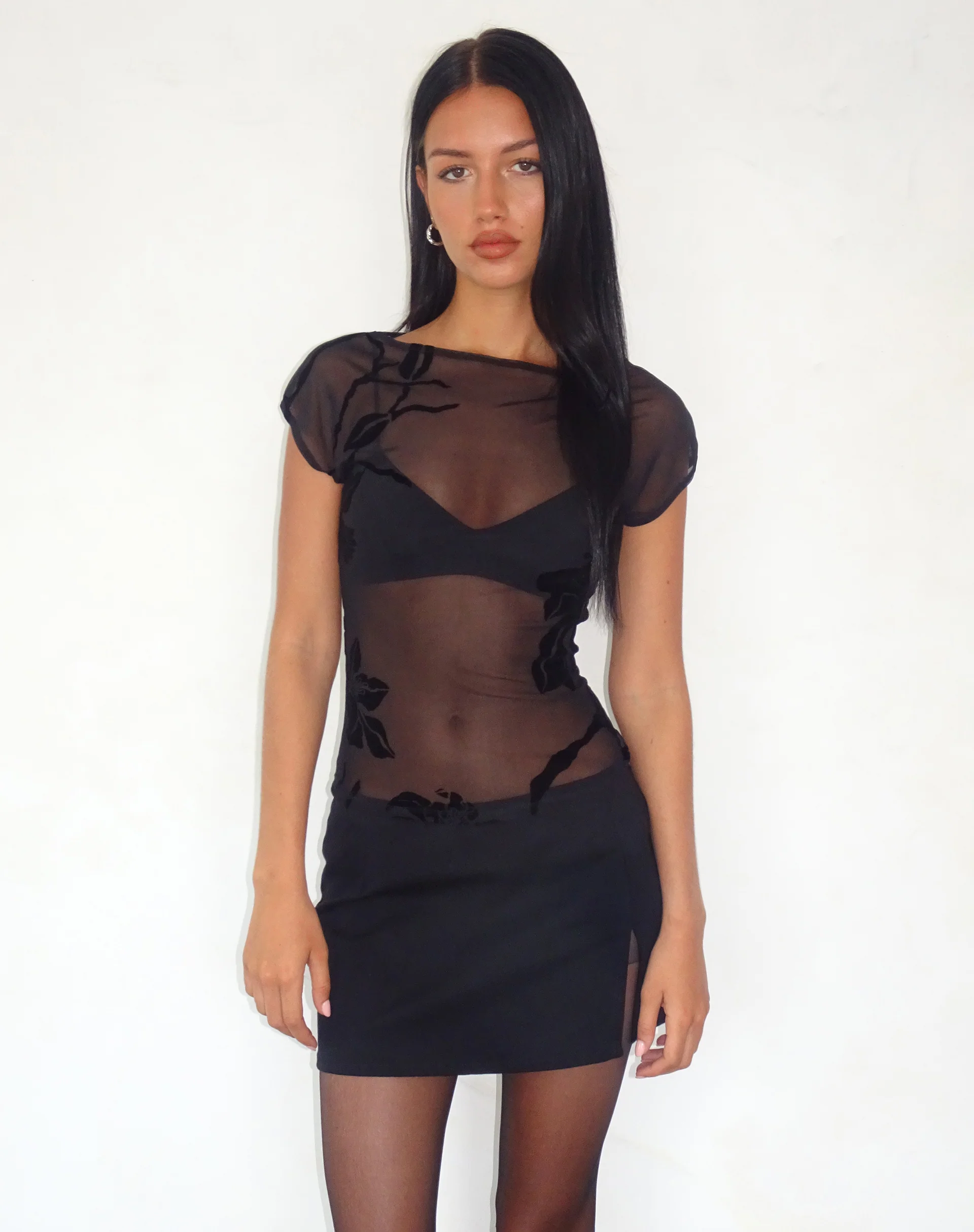 Nova Top in Orchids Flock Black - Image 4
