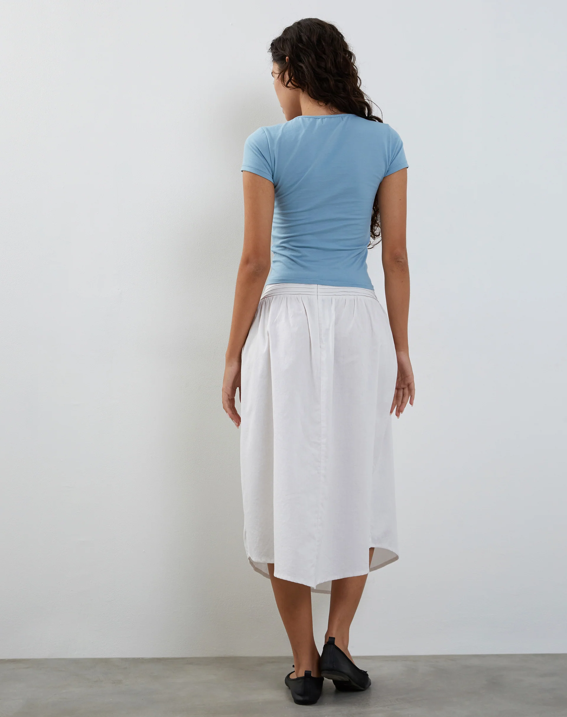 Novalie Tie Front Top in Artic Ice Lycra - Image 3