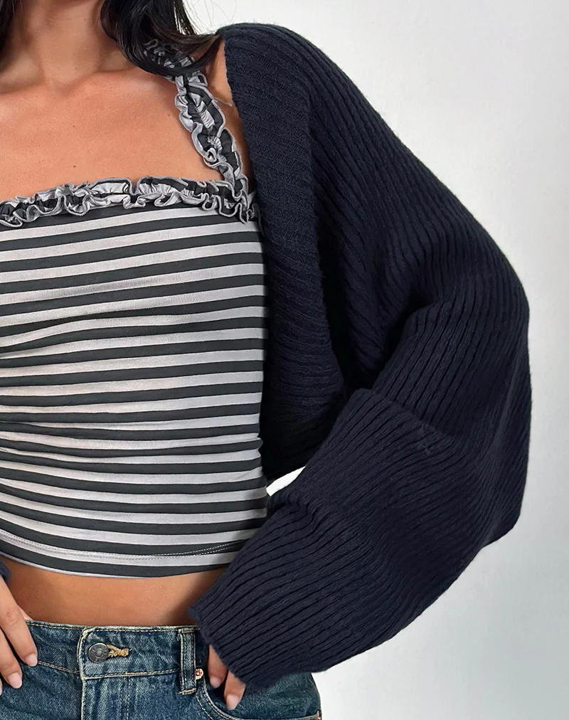 Nuria Shrug in Navy - Image 5