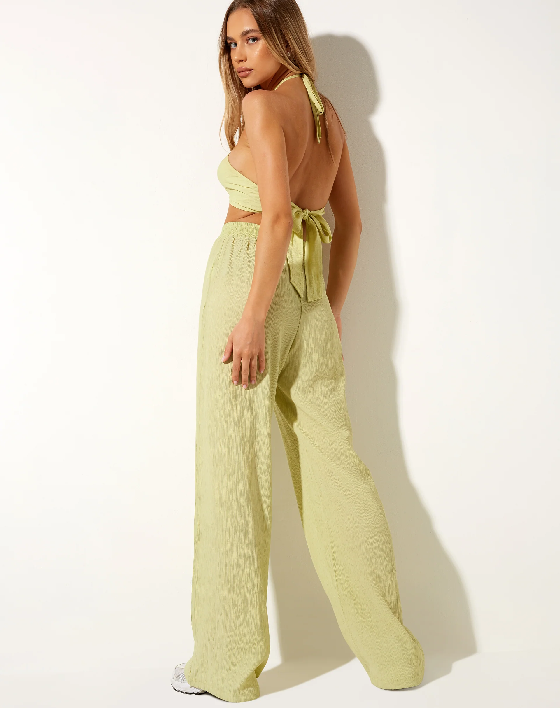 Obeli Trouser in Crinkle Sage - Image 3