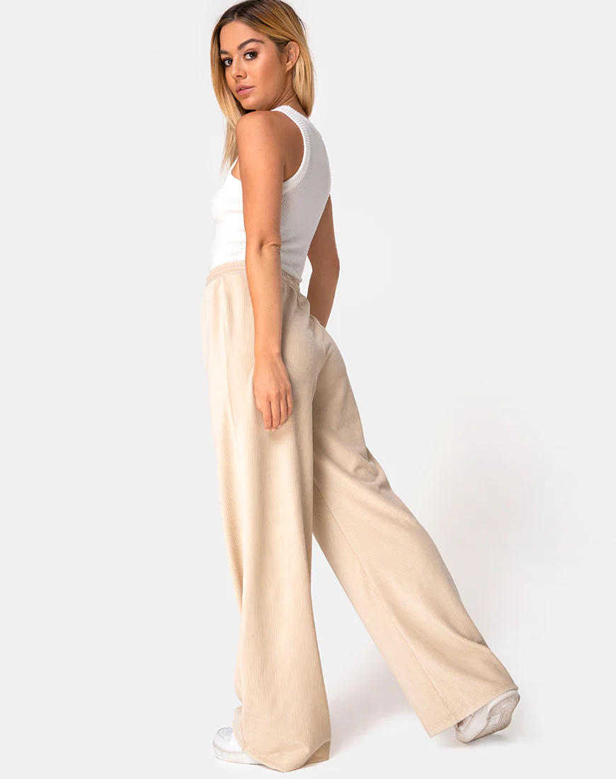 Obeli Trouser in Rib Cream - Image 4