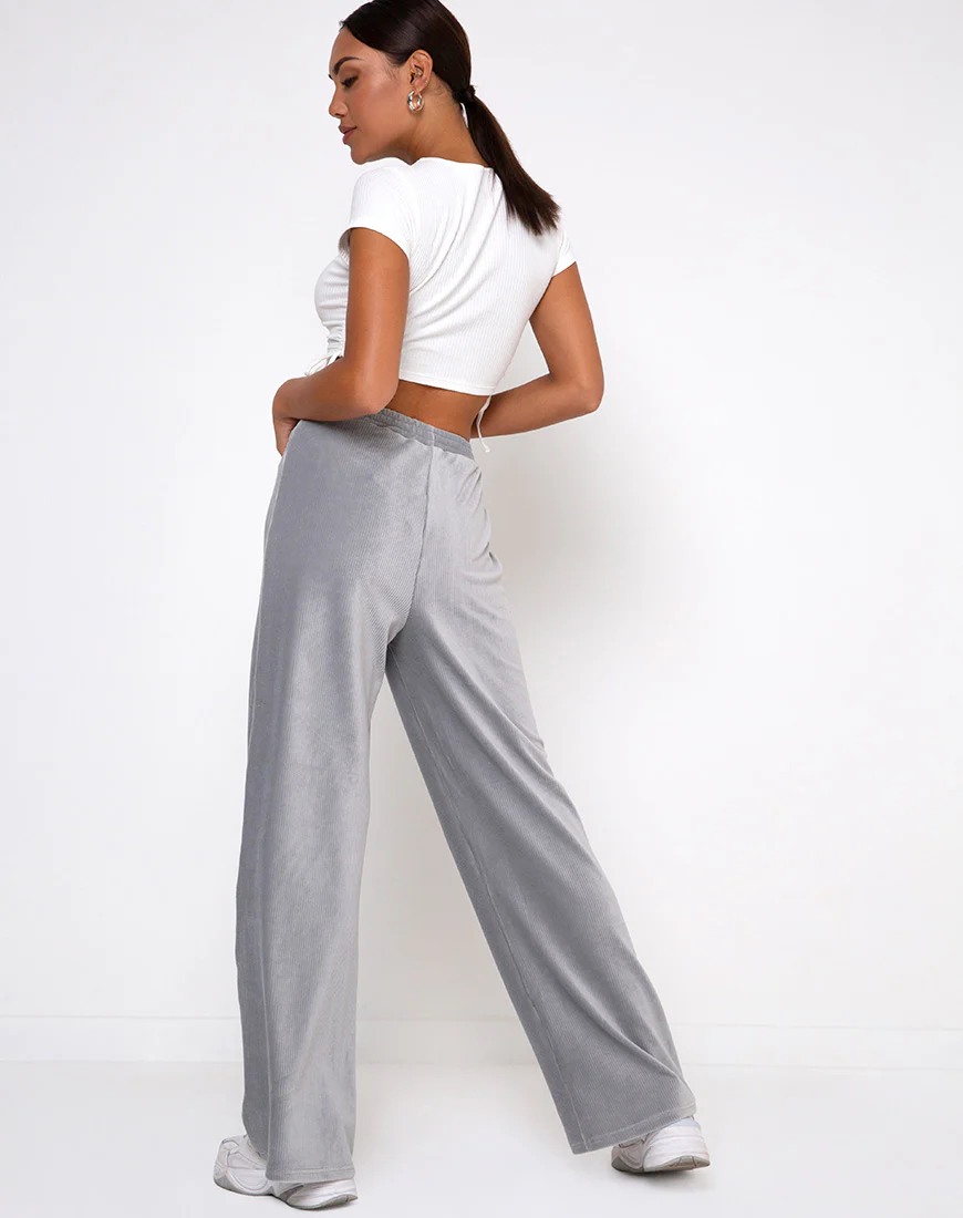Obeli Trouser in Velvet Rib Grey - Image 2