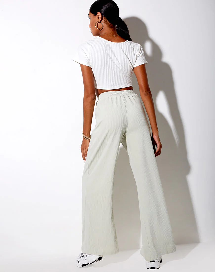 Obeli Trouser in Velvet Rib Minty - Image 3