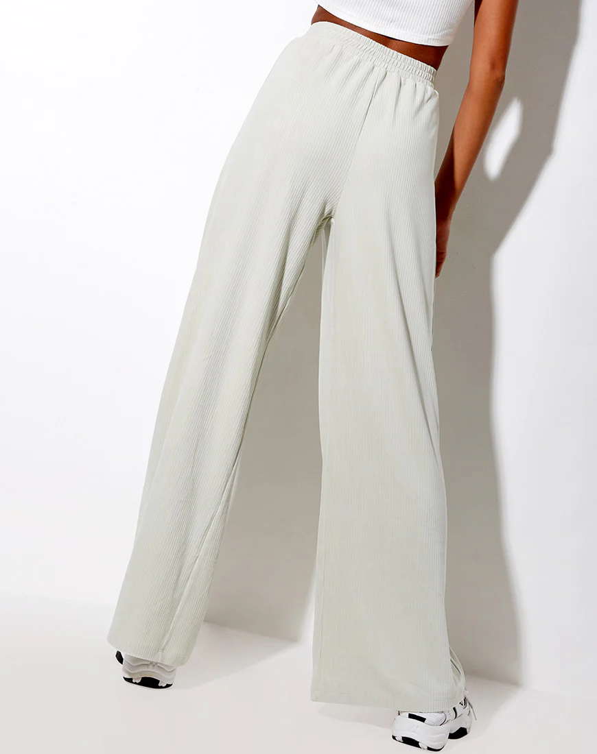Obeli Trouser in Velvet Rib Minty - Image 4