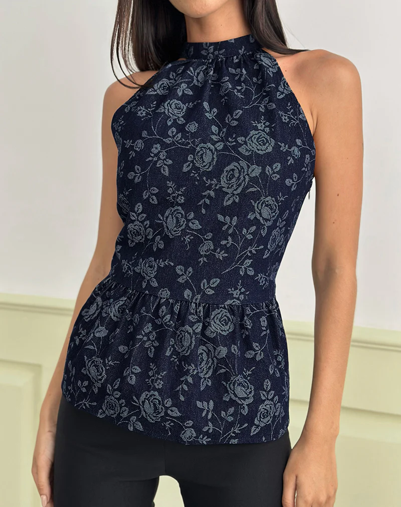 Obrix Top in Chambray Indigo Rose - Image 2
