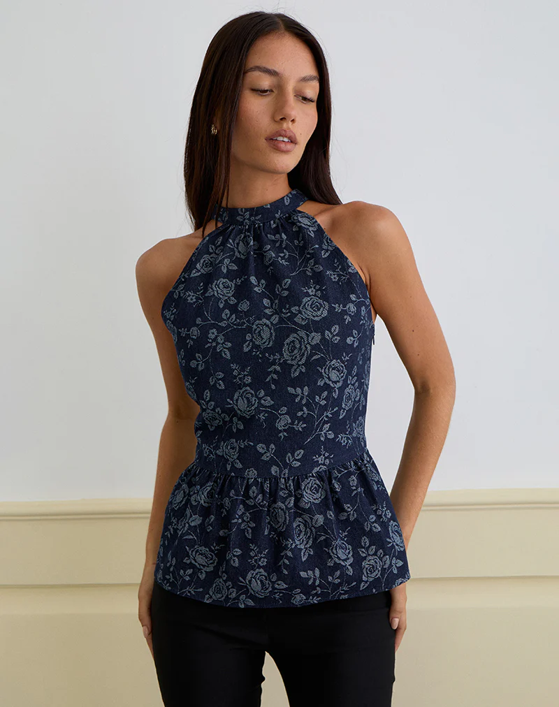 Obrix Top in Chambray Indigo Rose - Image 4