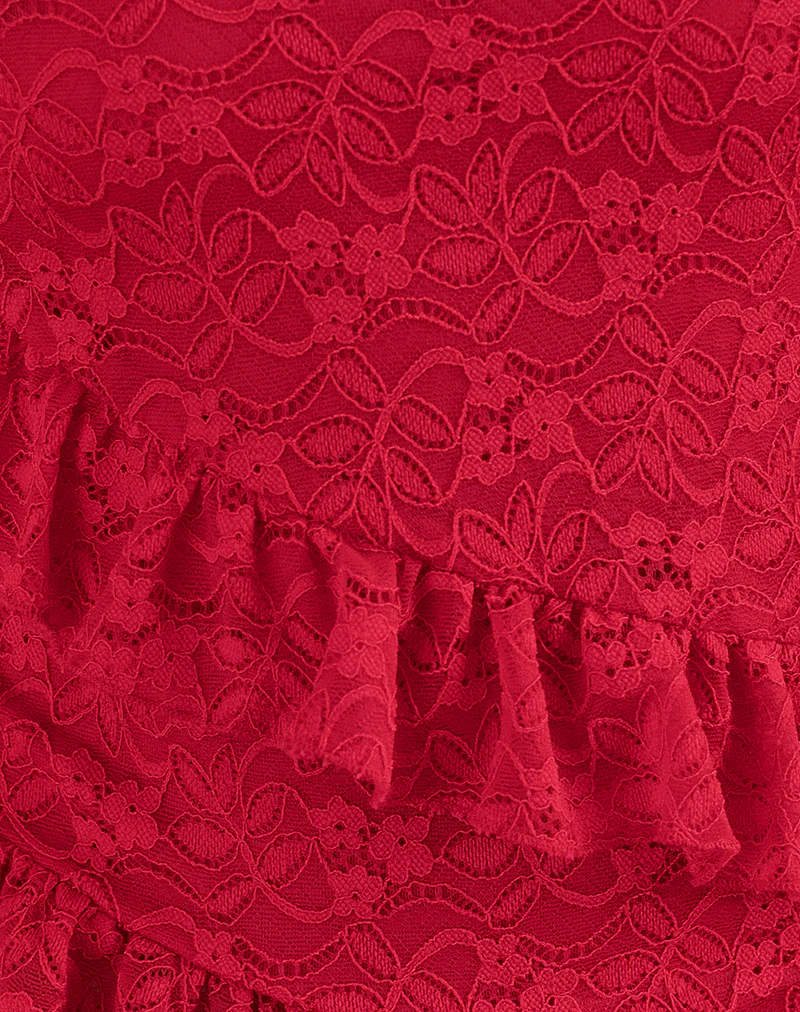 Octavia Asymmetric Cami Top in Lace Red - Image 5