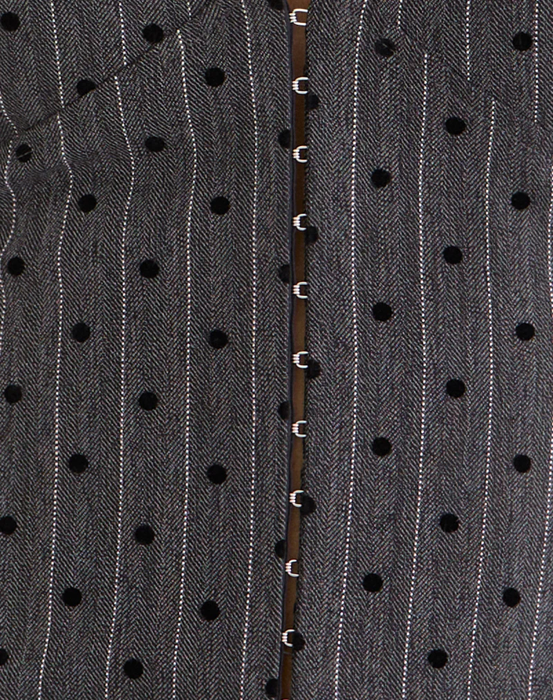 Odin Vest Top in Charcoal with Polka Pinstripe - Image 6