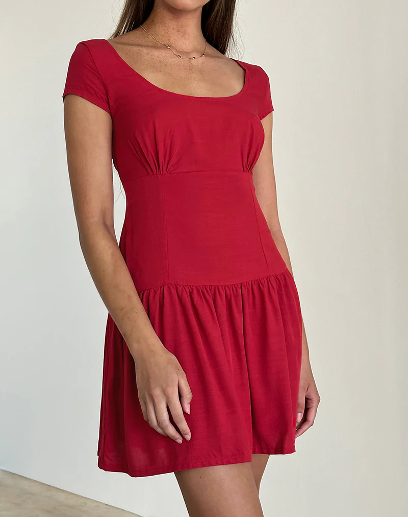 Ohayo Mini Dress in Adrenaline Red - Image 2