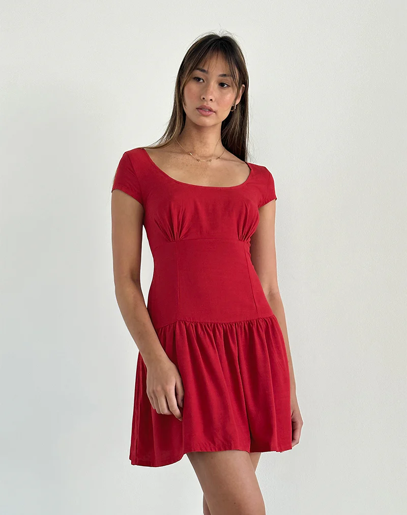 Ohayo Mini Dress in Adrenaline Red - Image 3