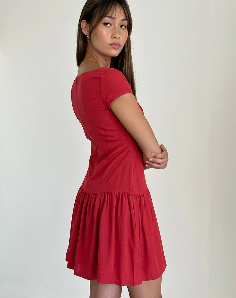 Ohayo Mini Dress in Adrenaline Red - Image 4