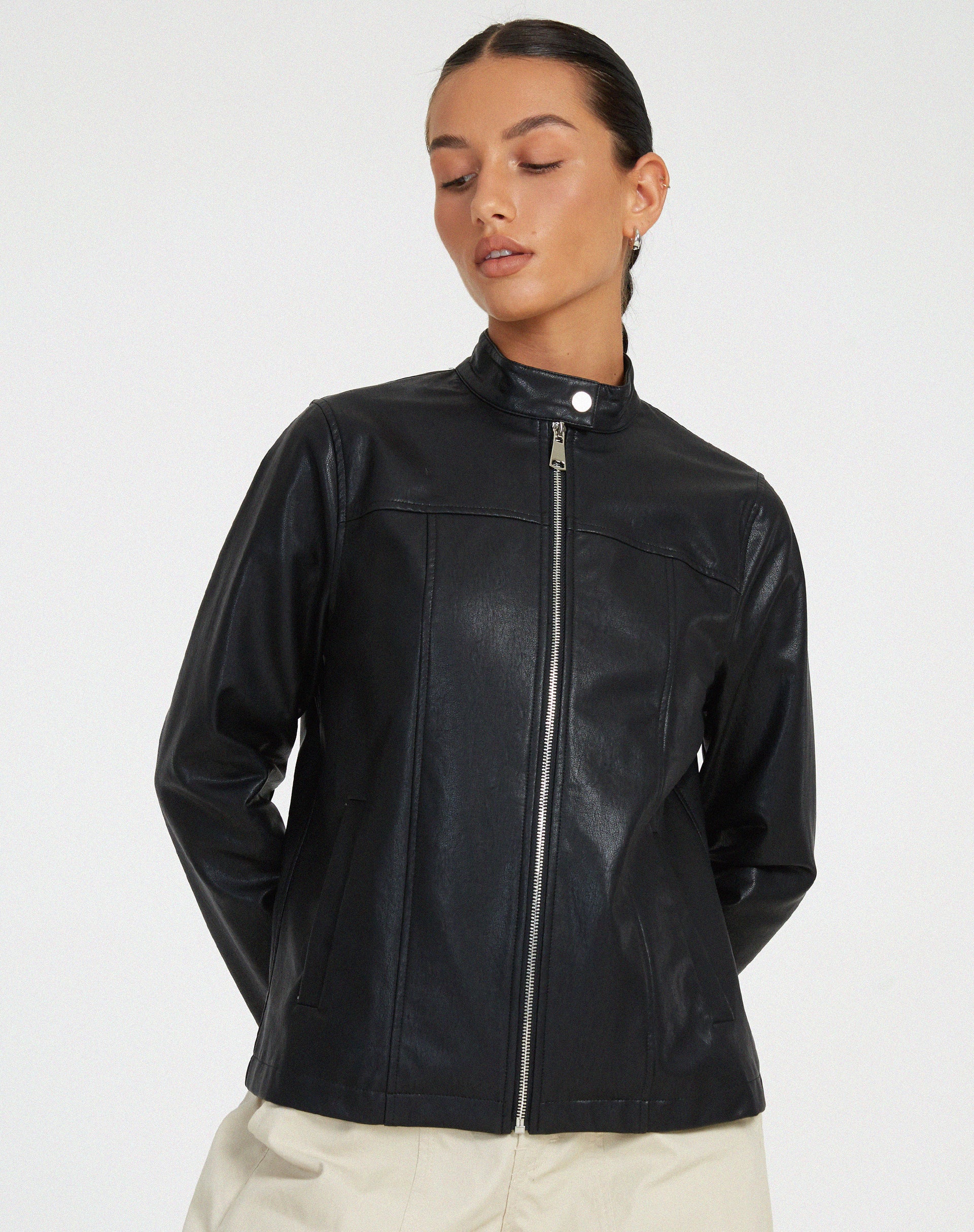 MOTEL X OLIVIA NEILL Olivia Jacket in PU Black - Image 4