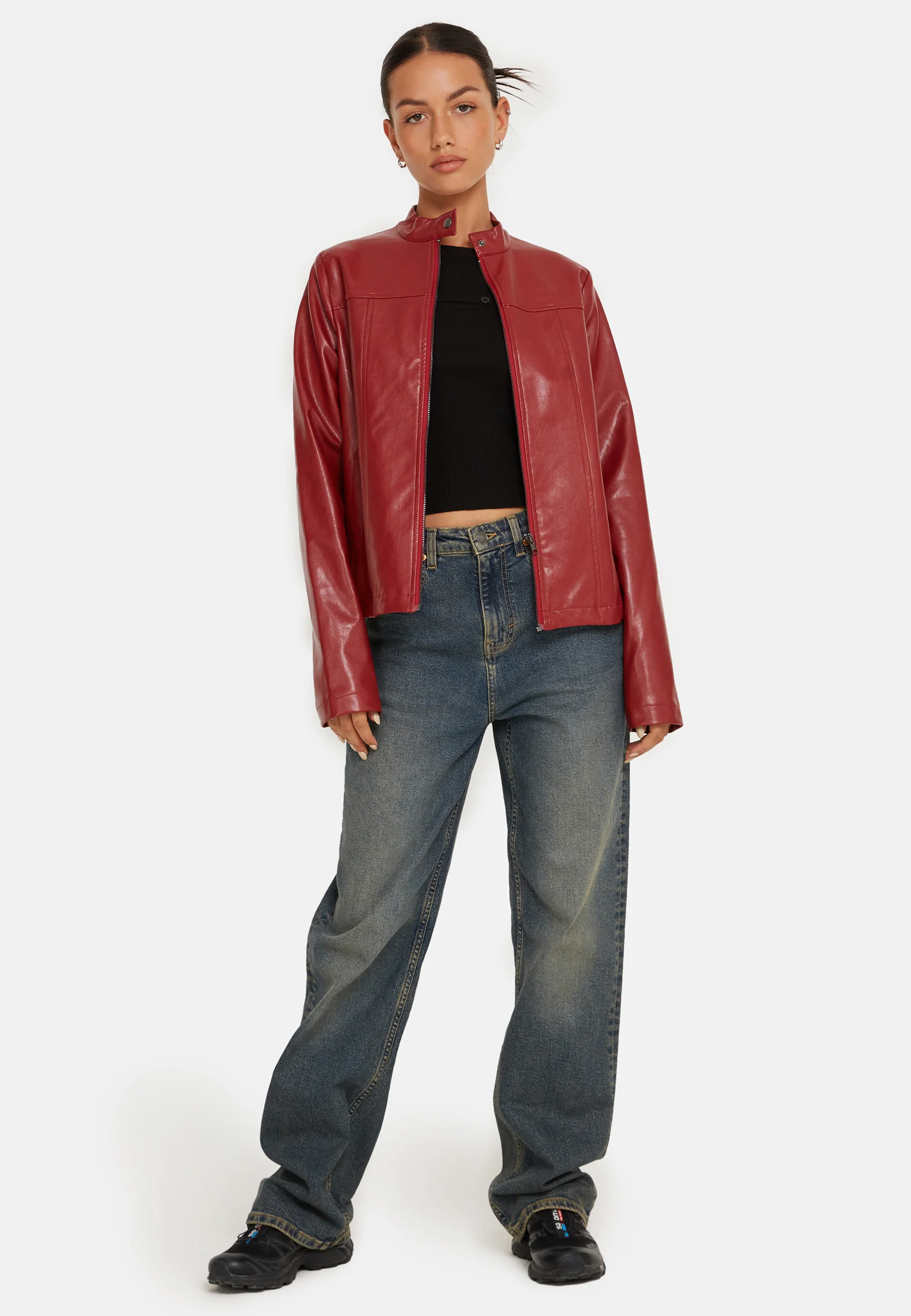 Olivia Jacket in PU Blood Red - Image 6