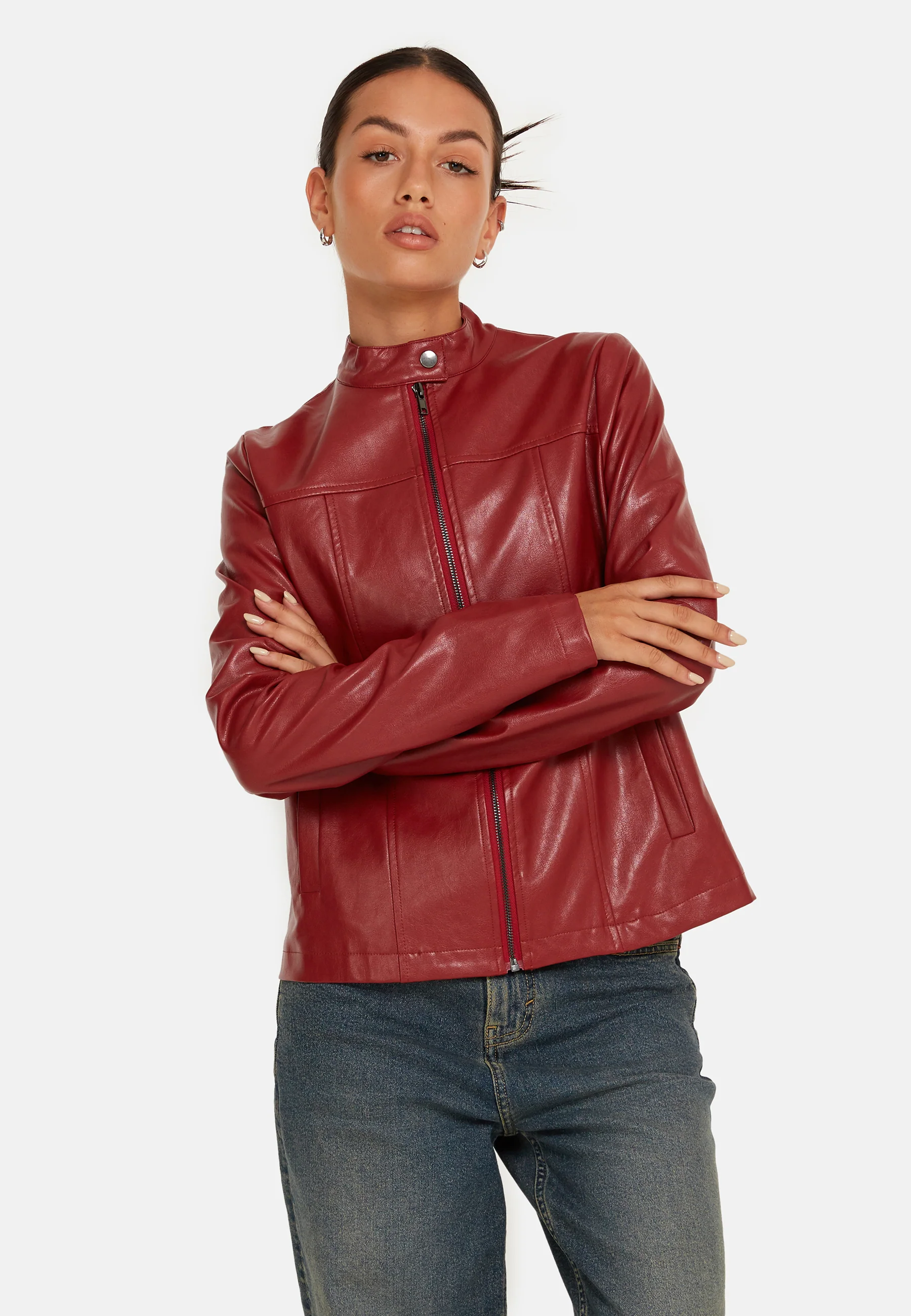 Olivia Jacket in PU Blood Red - Image 7