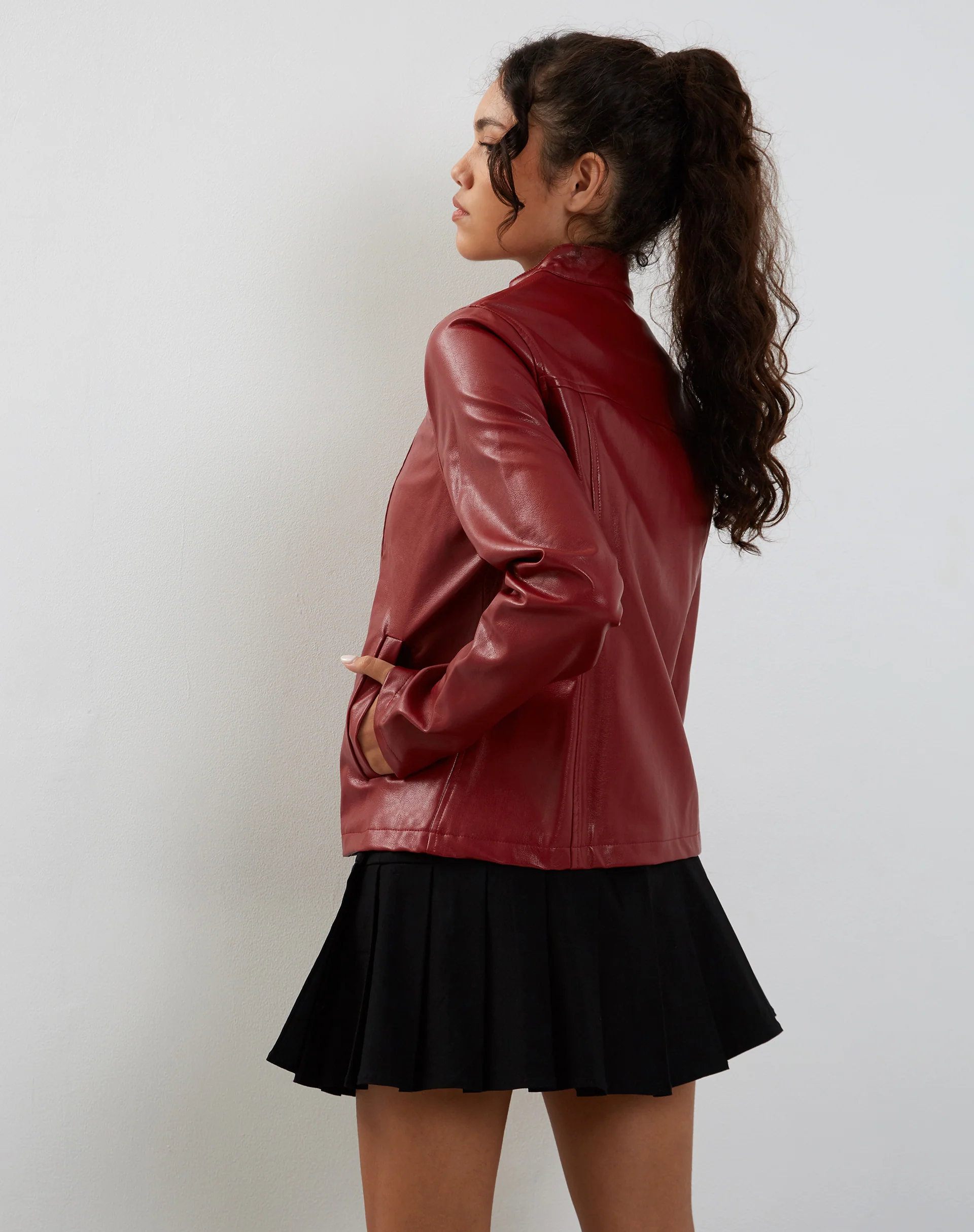 Olivia Jacket in PU Blood Red - Image 2