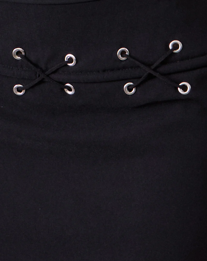 Olma Lace Up Mini Skirt in Tailoring Black - Image 7
