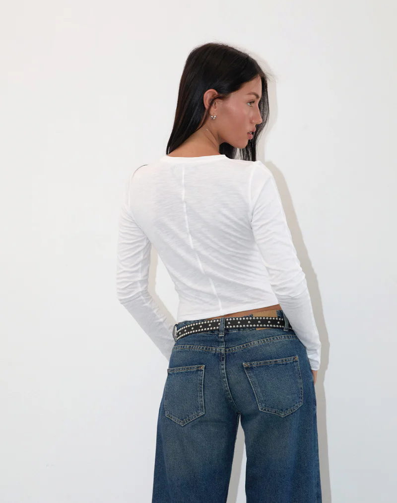 Olson Long Sleeve Top in Slub Ivory - Image 5