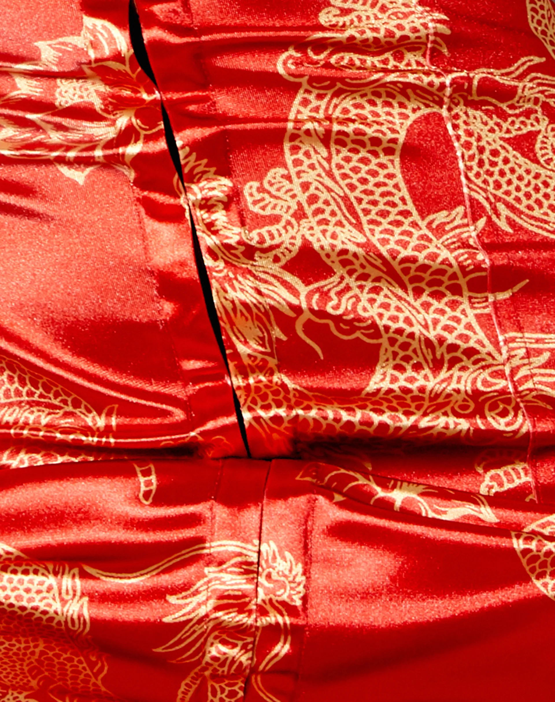 Olya Bandeau Dress in Dragon Flower Red and Gold - Image 5