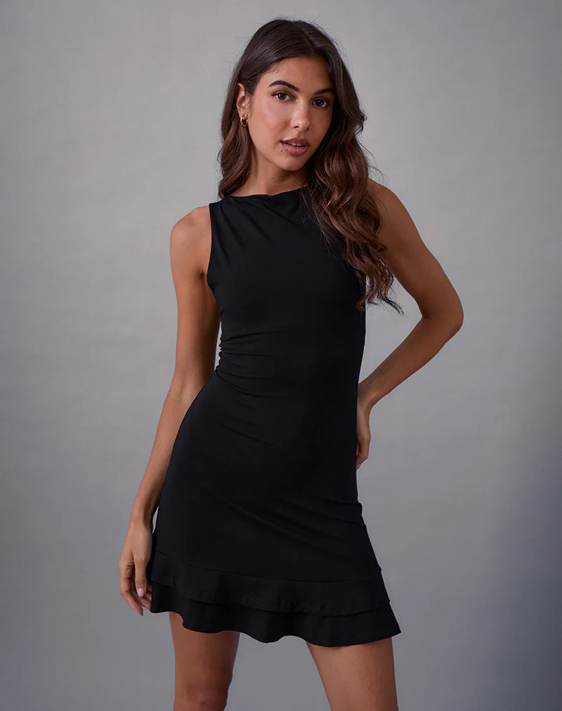 Opaline Backless Mini Dress in Black - Image 4