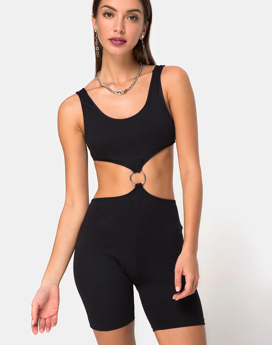 Orca Cutout Unitard in Black - Image 4