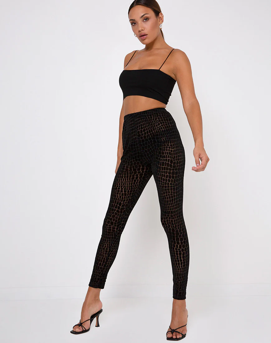 Oria Leggings in Croc Flock Black - Image 3