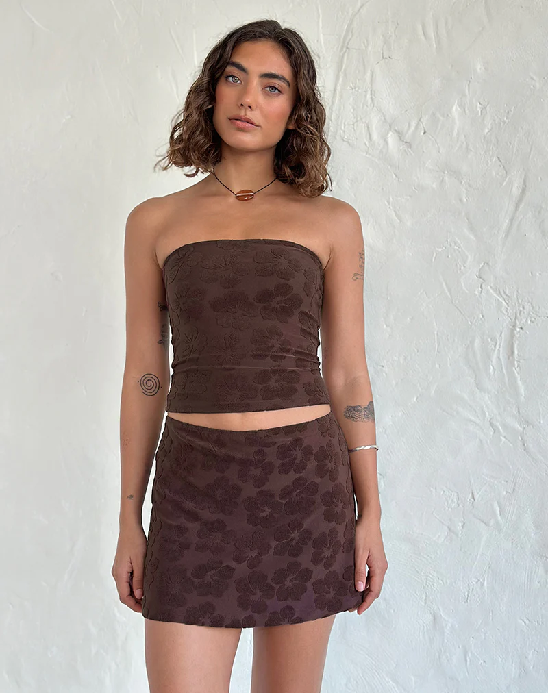 Oruto Skirt in Hibiscus Terry Brown - Image 4