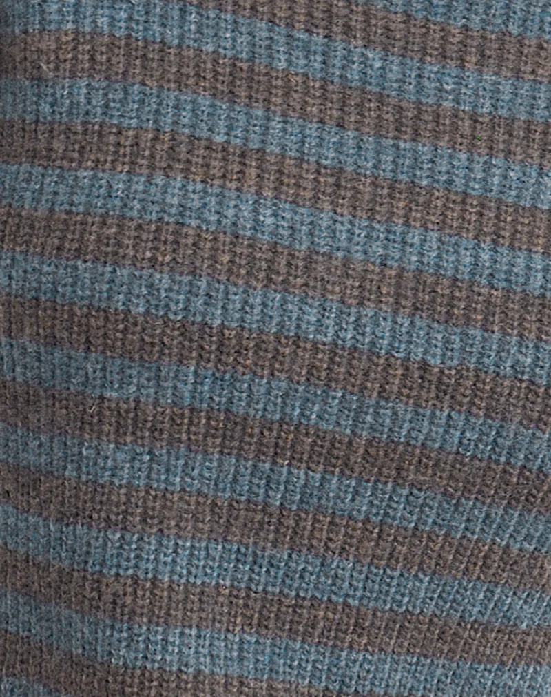 Orvala Knit Jumper in Slate and Brown Stripe - Image 6
